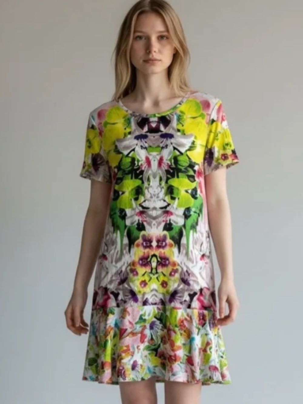 Prabal Gurung for Target Neon Floral Mini Dress - Yellow, Green, Pink, Purple S